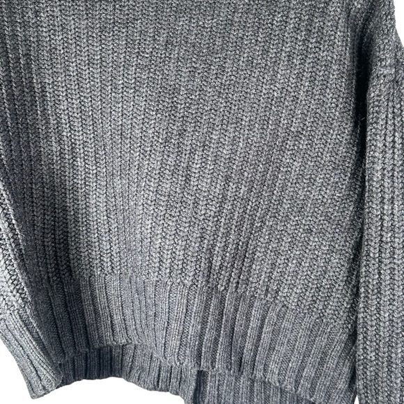 Anthropologie Deep V Cardigan Sweater Button Gray Carbon Oversized Chunky Knit - Picture 3 of 12